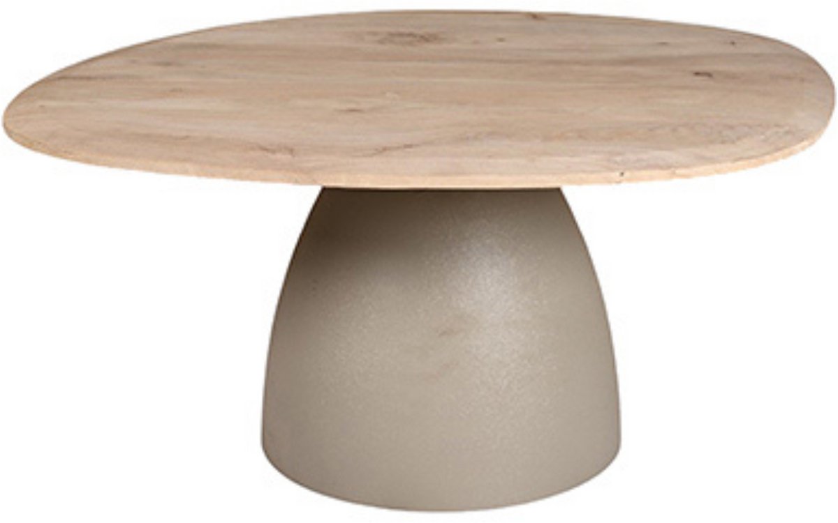 by Mooss - Tafel - Bijzettafel - Salontafel - Green Gray - Naturel - Metaal - Hout - 90x80 cm - Organisch