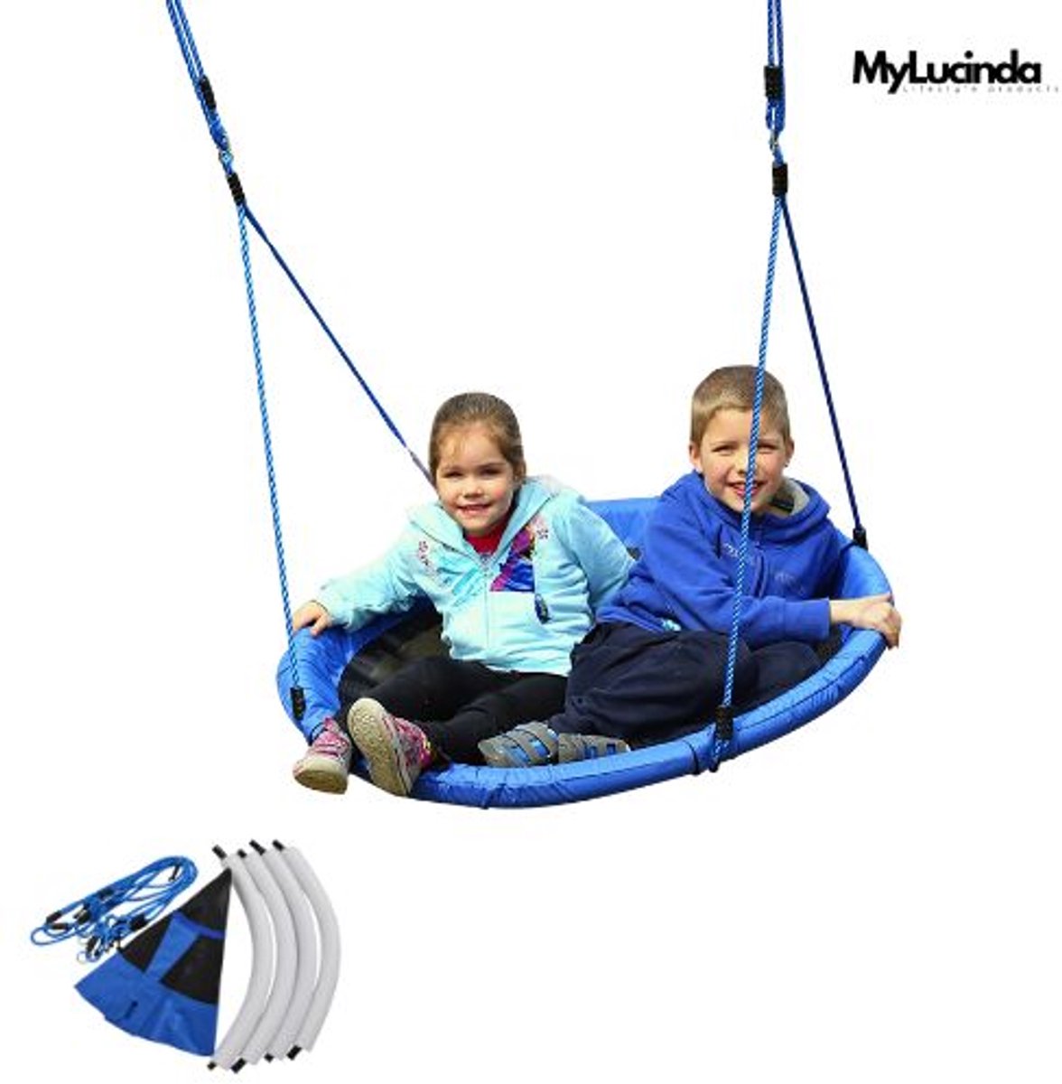 Mylucinda® Nestschommel Voor In De Tuin – Ø100 cm – Verwijderbaar En Weerbestendig – Tot 100 kg – Schommel Voor Kinderen – Blauw