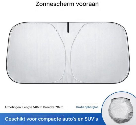 Auto zonnescherm voorruit hoes - 140x70 cm - auto interieur zonnescherm voorruit hoes - voor zonneklep - zomer voorruit - zelfklevend - UV-warmtebescherming - opvouwbaar - auto zonnescherm zonnescherm - zonwering warmte-isolatie zilver gecoat anti van Merkloos — afbeelding 5