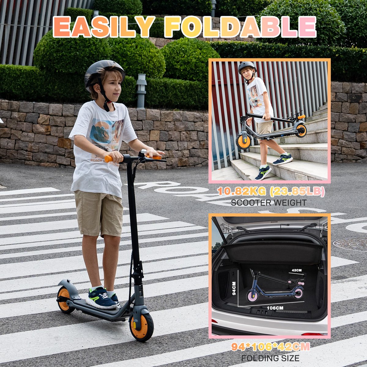 Zhejiang Kuantu Elektrische Step Roze Opvouwbaar 150W 6-15 km/u - afbeelding 2
