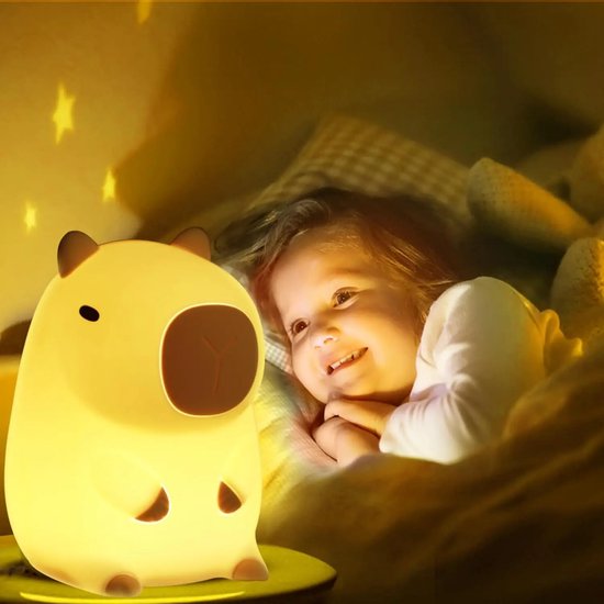 KoningBen® Capybara Lamp - Capibara - Inclusief 50 Capybara Stickers - met Touchfunctie & LED – USB Oplaadbaar – Nachtlampje Kinderen & Baby van KoningBen — afbeelding 4