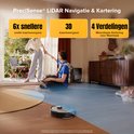 Man en vrouw kijken naar Roborock robotstofzuiger met PreciSense LiDAR navigatie.