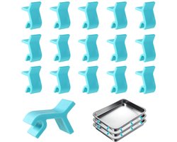 16 stuks bakplaatstapelaar - Multifunctionele bakplaatstapelaar - Herbruikbaar - Stapelclips voor bakplaten - Bakplaatstapelrek - Geschikt voor thuiskeuken, vriesdroger - Multifunctionele bakplaatstapelaar - Blauw
