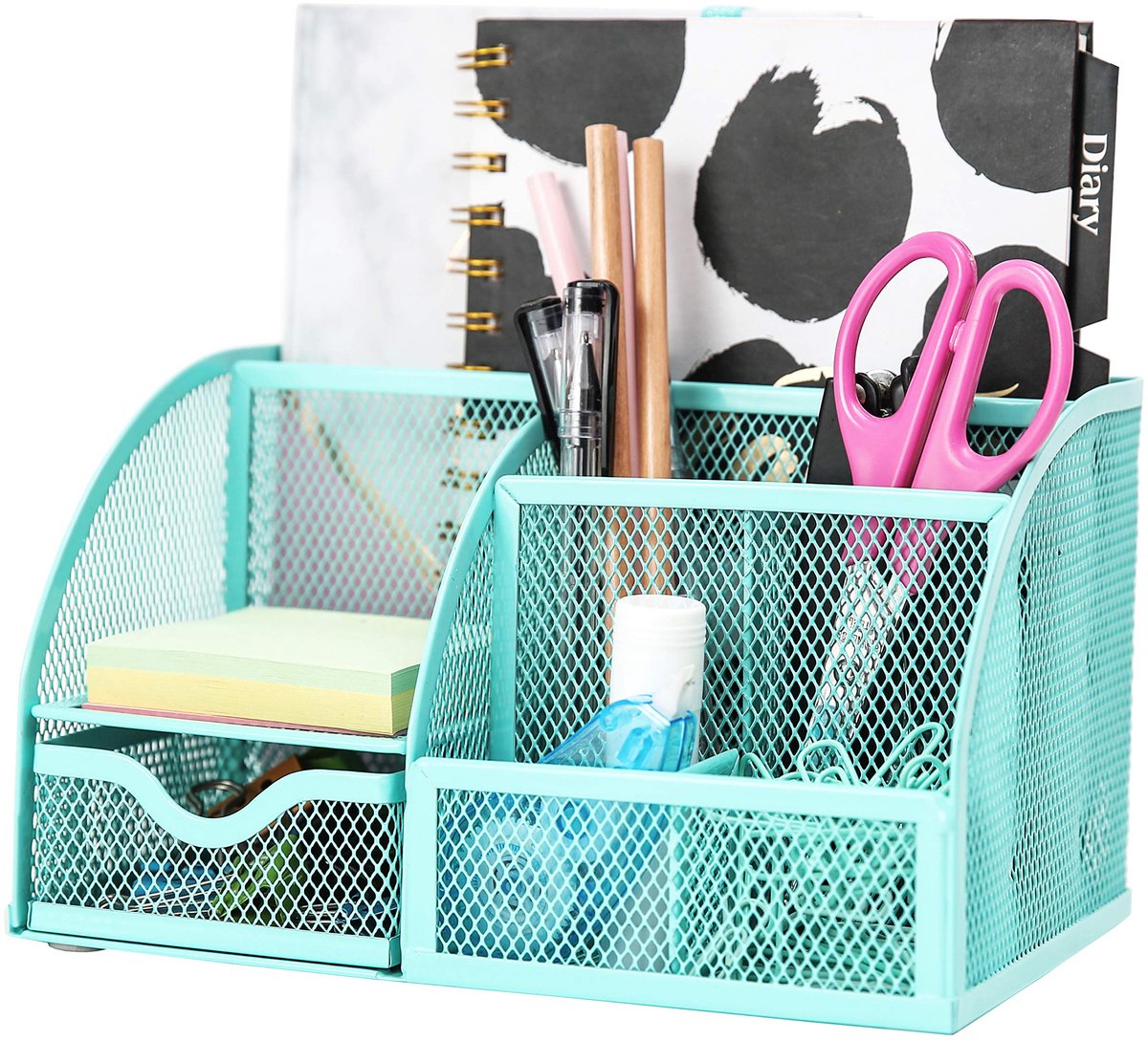Ibenzoa® Multifunctionele Metalen Bureau Organizer met Zeven Vakken voor Thuis en Kantoor Gebruik
