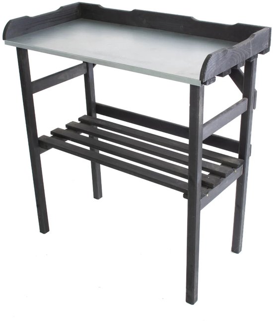 Oppottafel verzinkt werkblad – zwart grenenhout – 82×38 cm