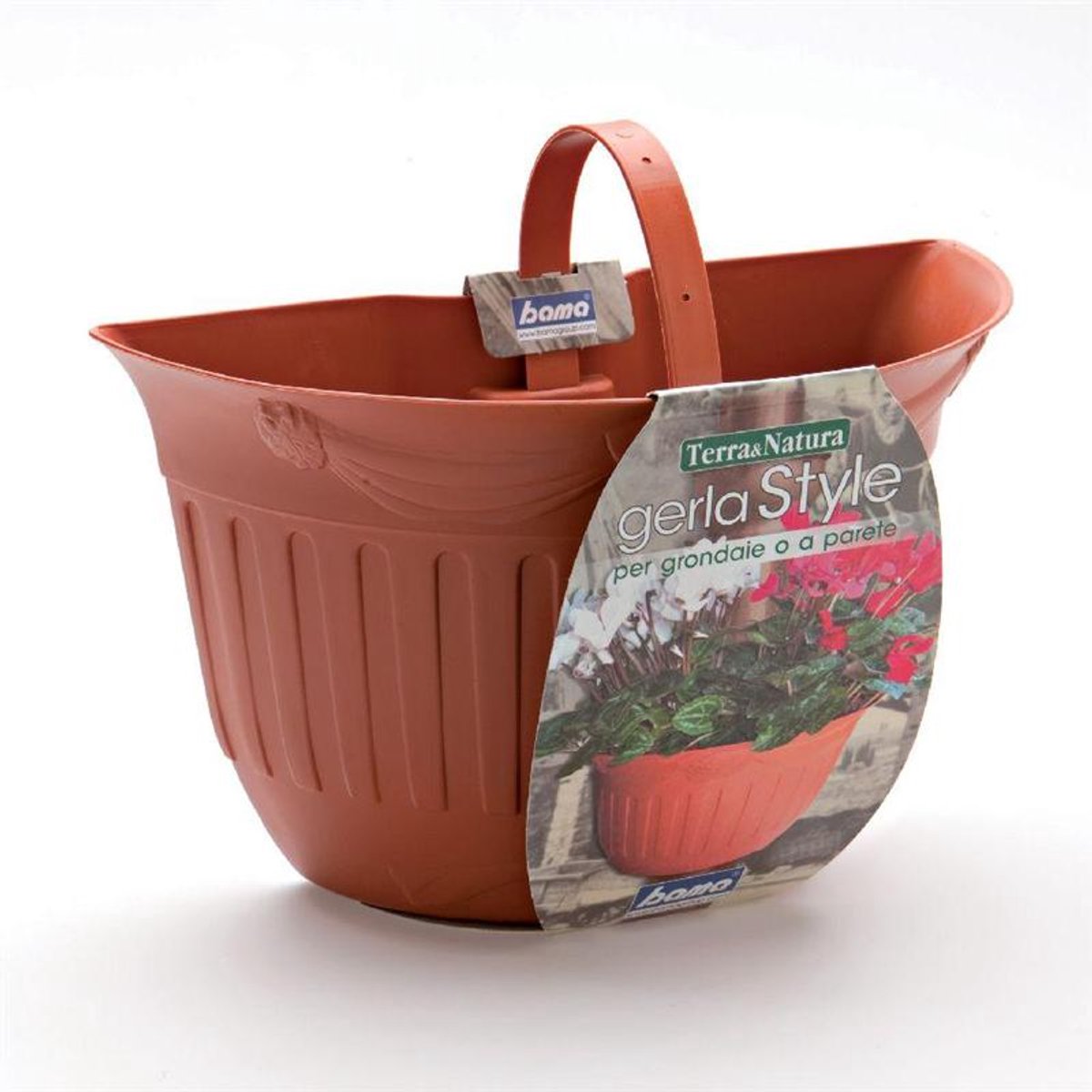 Bama Gerla Style Bloempot – Set van 2 – Terracotta –Wand of Regenpijpbevestiging