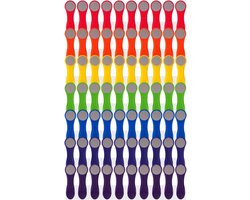 Regenboog wasknijpers - 70 stuks - kleurrijk - roestvrijstalen veren - softgrip - licht grijs - milieuvriendelijke verpakking