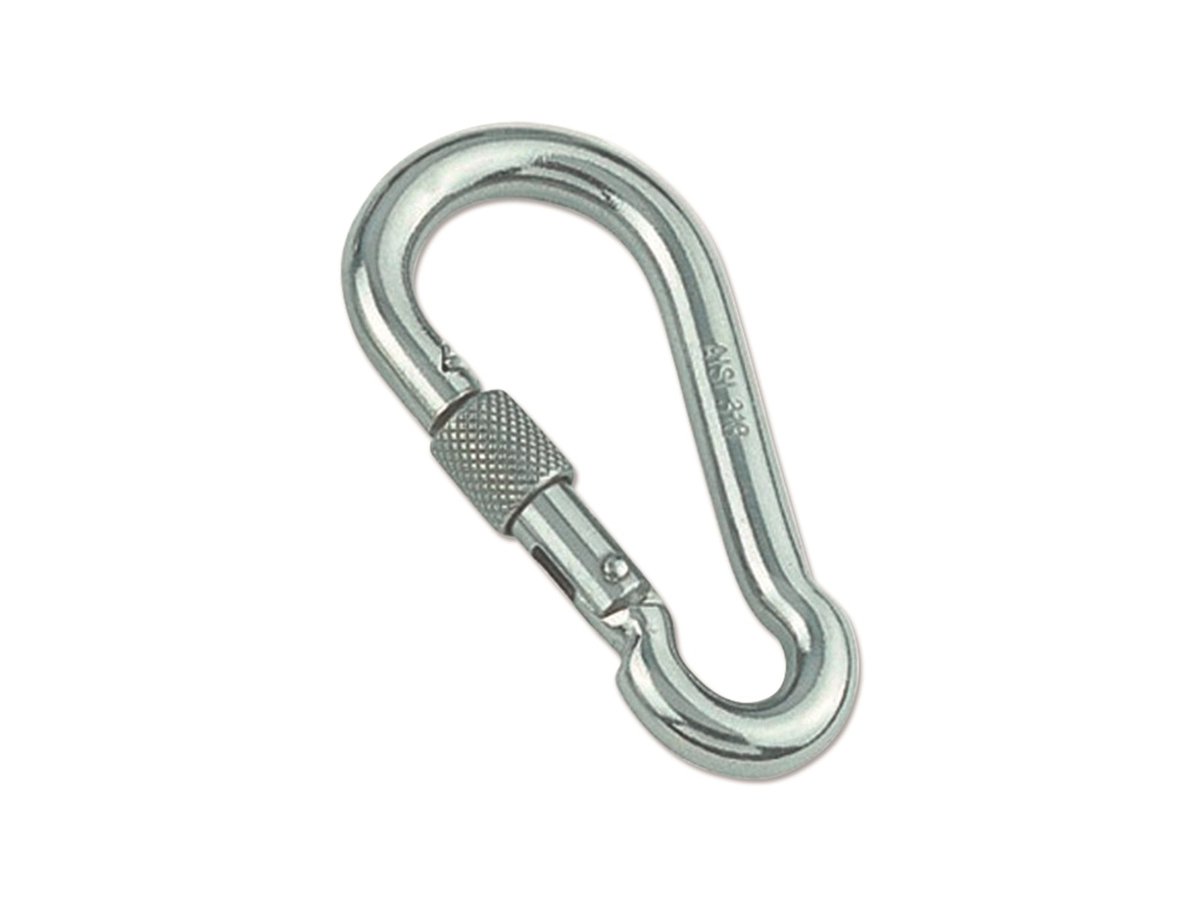 Karabijnhaak met borgmoer - 5x50 mm - RVS-316
