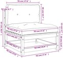 Technische tekening van een houten tuinfauteuil met afmetingen.