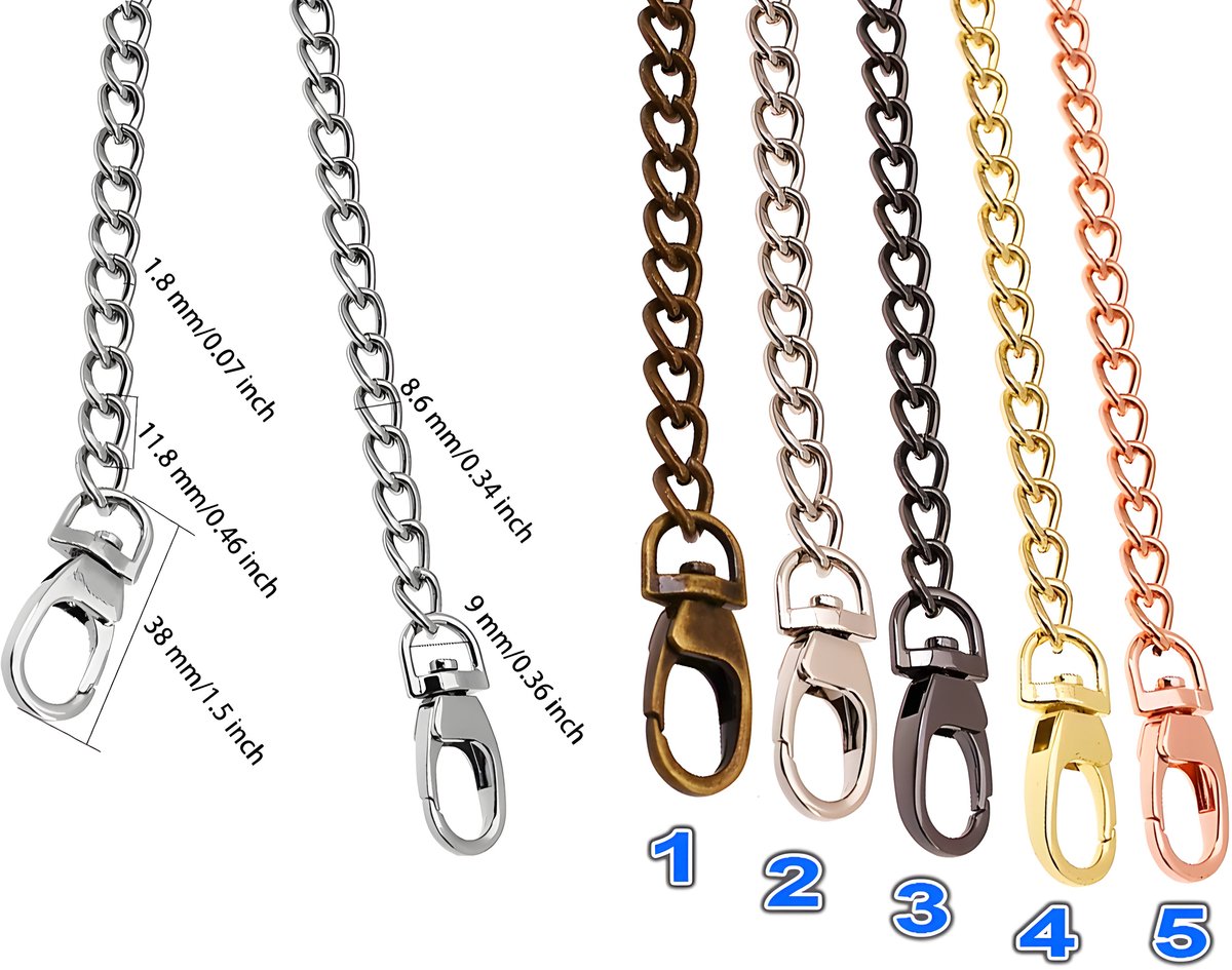 Ketting van 1.10 meter met karabijnhaken (brons, kleur 1)