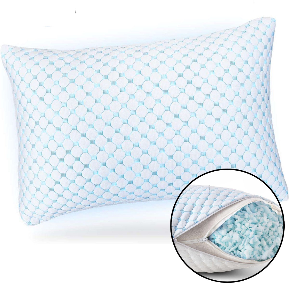 MC SLEEP® - Gel Traagschuim Kussen - Hoofdkussen met Koelgel - Traagschuim Hoofdkussen - Hoofdkussen Slaapkamer - Anti Nekklachten - Evva Gel Kussen | 60x40x14 cm