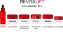 Reeks L'Oréal Revitalift producten: serum, dagcrème, dagcrème ultralicht, dagcrème SPF, nachtcrème, oogcrème.