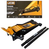 Cric hydraulique professionnel JCB - 4 tonnes - Cric de garage à profil bas type crocodile, avec 2 Pompes et pédale - 75 mm - 505 mm