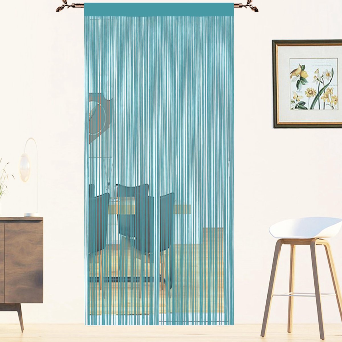 Unyqoos ® Decoratief Draadgordijn voor Deuren met Insectenbescherming en Ruimteverdelingsopties in Blauw, 90 x 200 cm