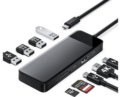 StayPowered USB C Hub – Krachtige 10-in-1 Docking Station voor Maximale Connectiviteit – 4K HDMI – 3 USB-A 3.0 Poorten – 100W PD Opladen – USB-C Gegevenspoort – SD/TF Kaartslots – Compact Ontwerp – Grijs – Levering Sneller dan Aangegeven!