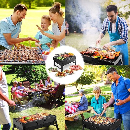 SMH LINE® Opvouwbaar Houtskoolbarbecue - Draagbaar BBQ - Draagbare Camping Grill - 36x27x20cm (LxBxH) - Incl. Roosters van SMH LINE® — afbeelding 2