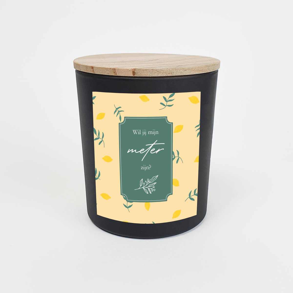 Geurkaars in glas - Meter vragen - Wil jij mijn meter zijn - Geurkaarsen geschenkset - Geurkaars - ZWART - Lemon botanical design