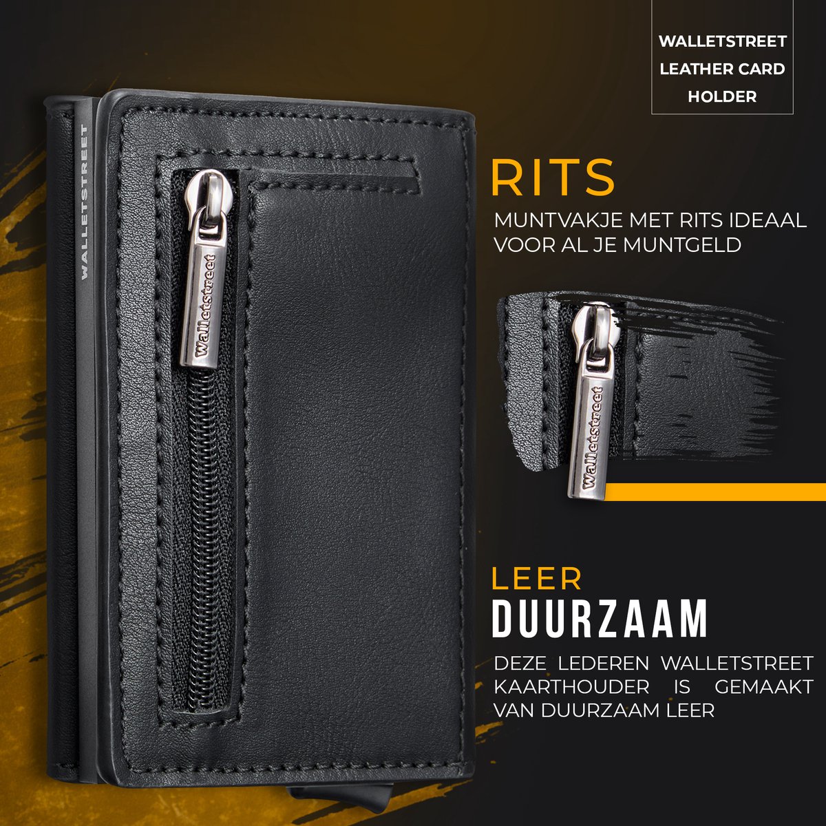 Walletstreet™ Leren Pasjeshouder met Rits – RFID Anti-Skim Portemonnee Heren & Dames – Uitschuifbare Cardholder – 12 Pasjes + Briefgeld – Compacte Luxe Creditcardhouder – Magneetsluiting – Cadeau voor Mannen en Vrouwen – Zwart — cadeau in Mode & Accessoires - foto 4