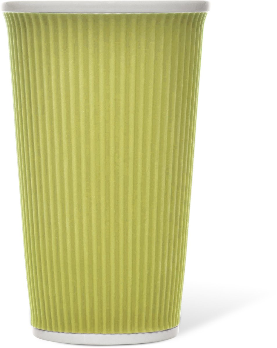 Les Artistes Paris Beker porselein 450ml - met siliconen grip ribbel - Green - LP-A0925