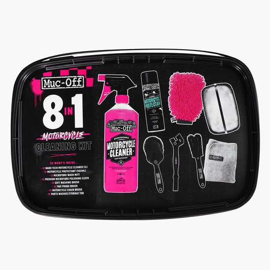 Muc-Off 8 in 1 Motorfiets Schoonmaak en Beschermingsset Motor - 21197 van Merkloos	 — afbeelding 4