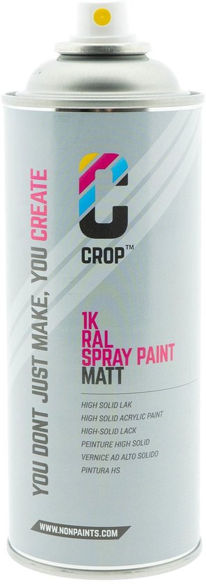 Bombe aérosol CROP RAL 5009 Bleu azur - Semi-brillant - 400 ml - Peinture aérosol Blauw - 100 % grand teint - Séchage rapide - Intérieur et extérieur - RAL5009
