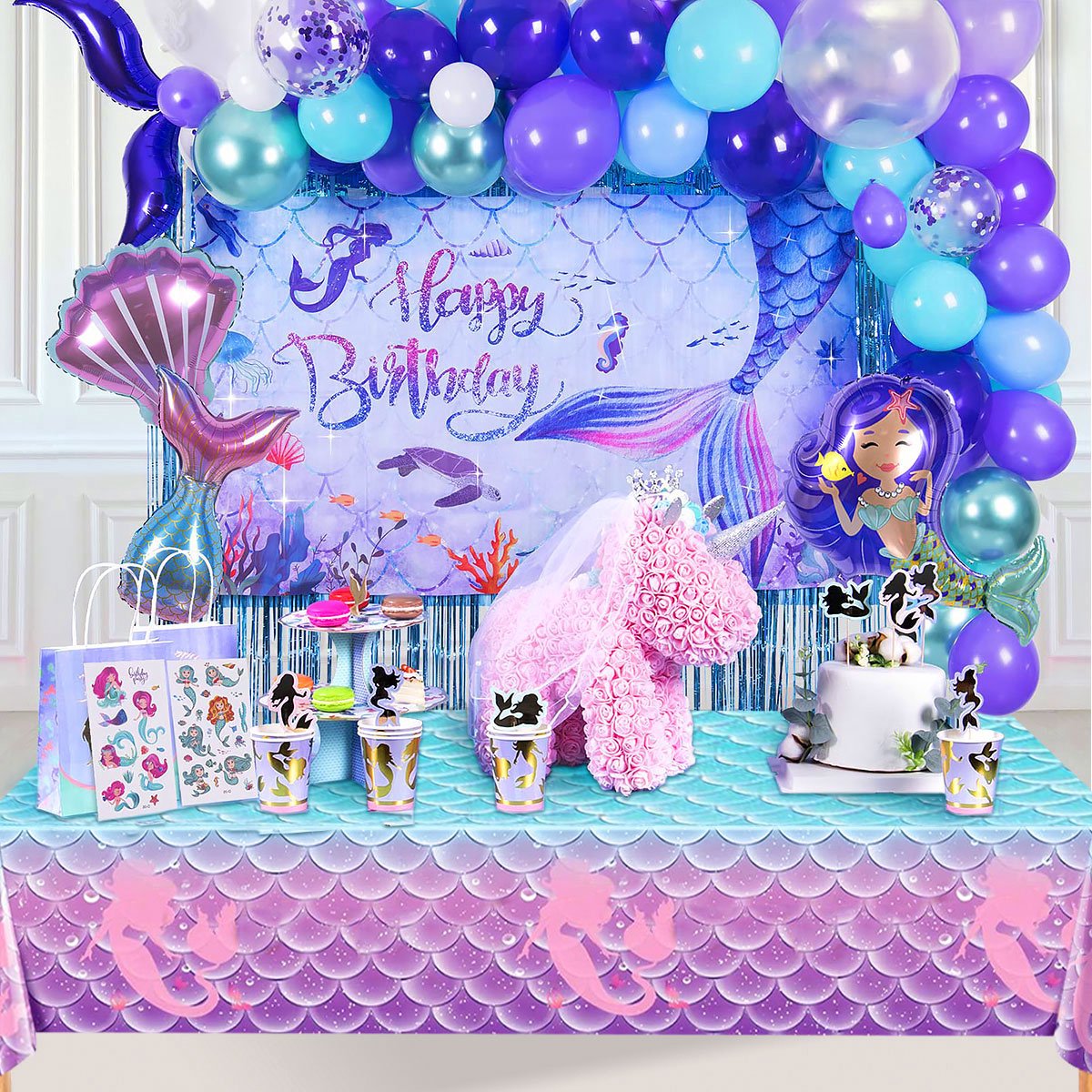 Hegbolke Lot De 4 Nappes Rectangulaires à Imprimé Vache Rose Pour Fête Prénatale, Fête Prénatale, Fête D'anniversaire