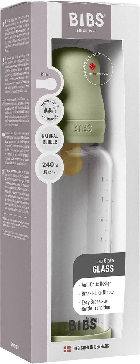 BIBS Fles - Medium Flow - 240 ml - Glas/Latex - Sage van BIBS — afbeelding 5