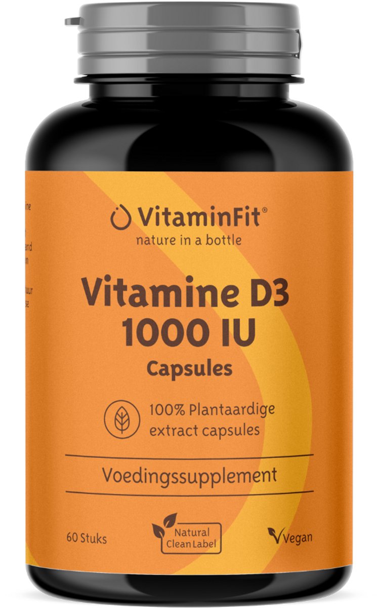 Goedkoopste VitaminFit Vitamine D3 1000 IU/25 mcg Capsules - 100 Natuurlijk & Plantaardig - 60 Capsules