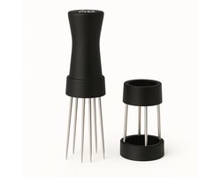 Adore Maison Barista | WDT Tool met 10 Naalden & Houder – Espresso Verdeler – Koffie Distributeur – WDT Tool Zwart – Barista Accessoire voor Perfecte Espresso Extractie