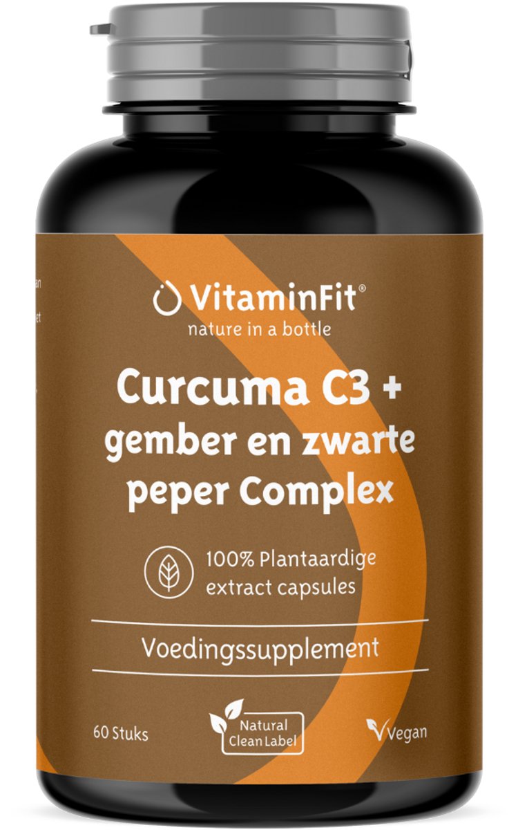 Goedkoopste VitaminFit Curcuma C3 Complex Capsules - 100 Natuurlijk & Plantaardig - 60 Capsules