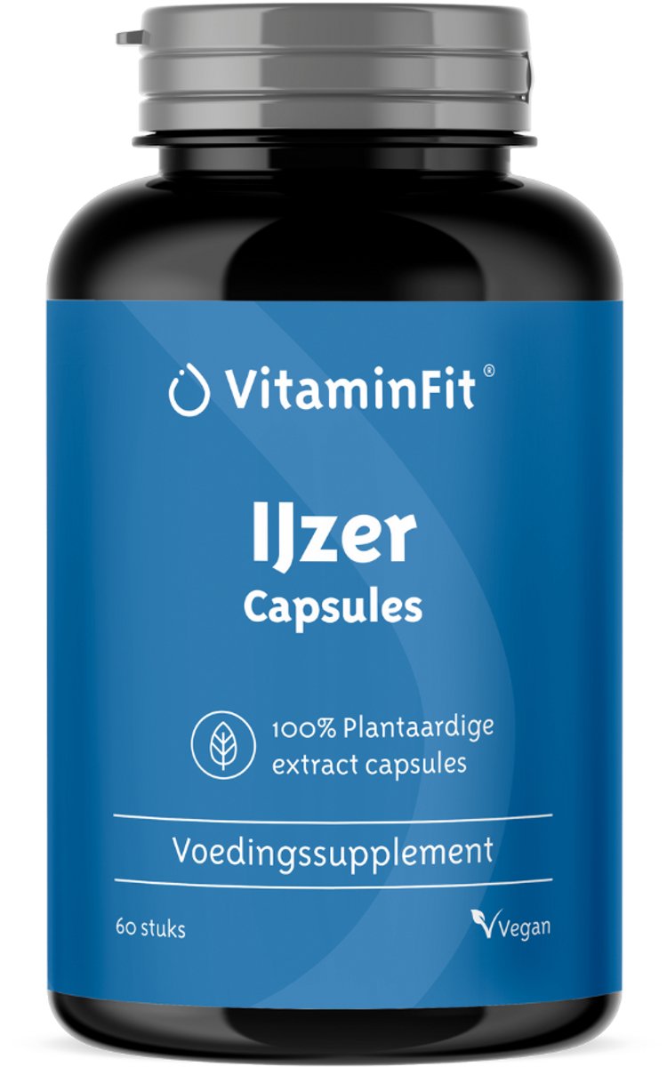 Goedkoopste VitaminFit Vegan IJzer Vitamine C Capsules - 100 Natuurlijk & Plantaardig - 60 Capsules - Hoog gedoseerd