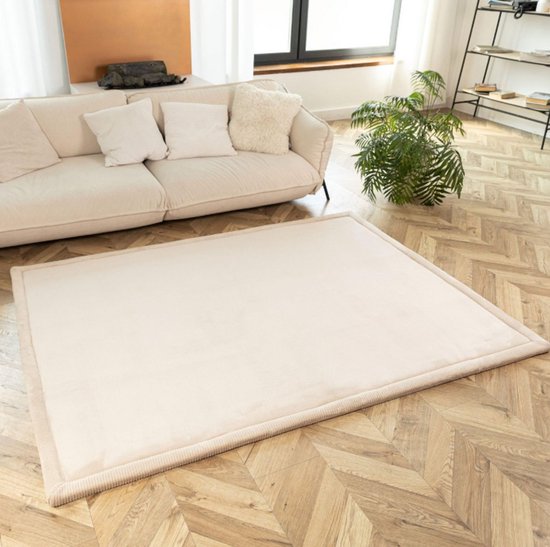 KoKo Luxe Speel- & Comfortkleed – Velvet | Memory Foam | Wasbaar | Antislip | Duurzaam | 200 x 150 x 2,5 cm | Kindertapijt | Baby speelkleed met antislipbasis | Babykruipmat | kinderkamertapijt