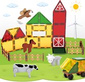 Fits4Kids® Magnetic Tiles 76 Stuks - Magnetische Bouwtegels - STEM Educatief Speelgoed voor Creatief Bouwen - Magnetisch Speelgoed - Magna Bouwstenen - Farmyard Frenzy - 3 4 5 6 7 8 9 Jaar
