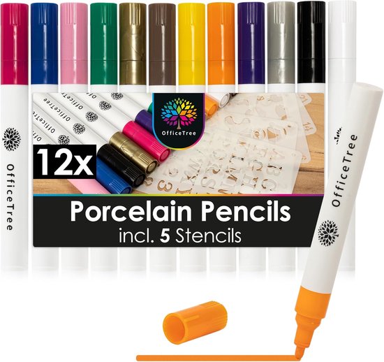 12-Farben Porzellanstifte Spülmaschinenfest Set