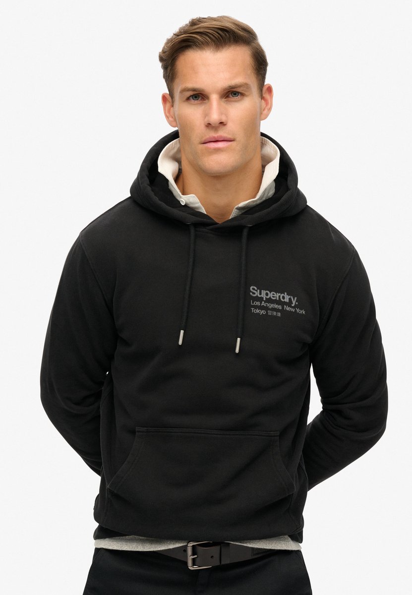 Superdry Core Logo City hoodie met losse pasvorm Heren Hoodies Zwart