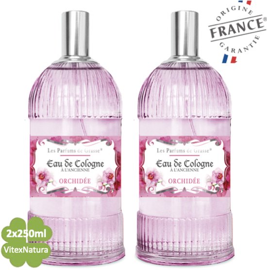 Orchidee Eau de Cologne 2 x 250 ML | merk A L'Ancienne | unisex | multifunctioneel als parfum, roomspray en fris linnengoed | Franse Parfum de Grasse