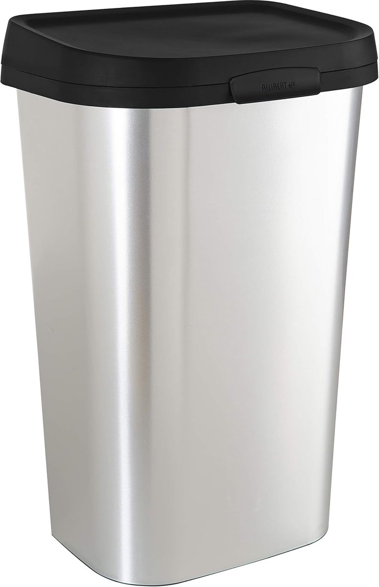 Handmatige Afvalbak - 50 Liter - Metaallook - Ideaal voor Huis en Tuin 40 x 32 x 63 cm