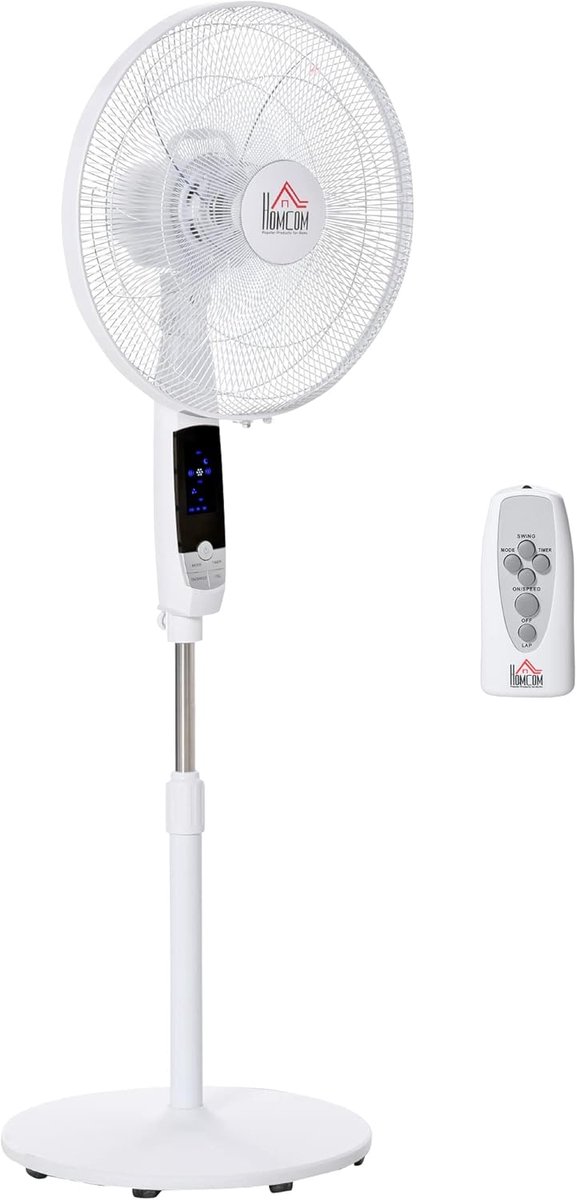 Verstelbare Staande Ventilator 42 cm – Krachtig en Stil met LED-Display, Afstandsbediening en Oscillerende Functie