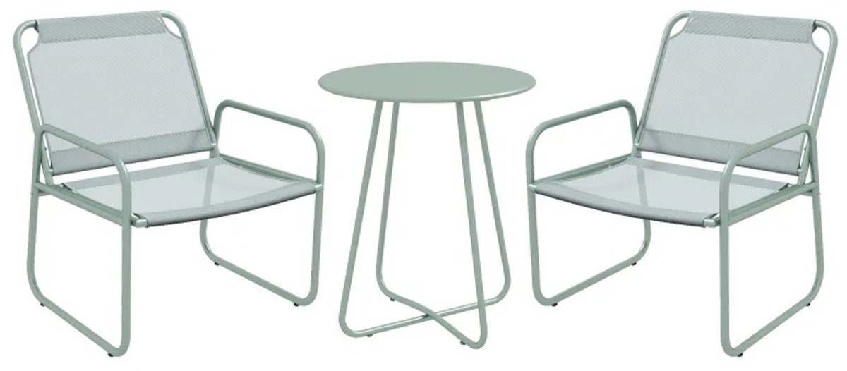 RM Store® - Tuin Meubelset - 1 Tafel - 2 Stoelen - Tuin - Terras - Outdoor - Groen - 60 x 60 x 72 cm. - 63 x 57 x 82 cm.