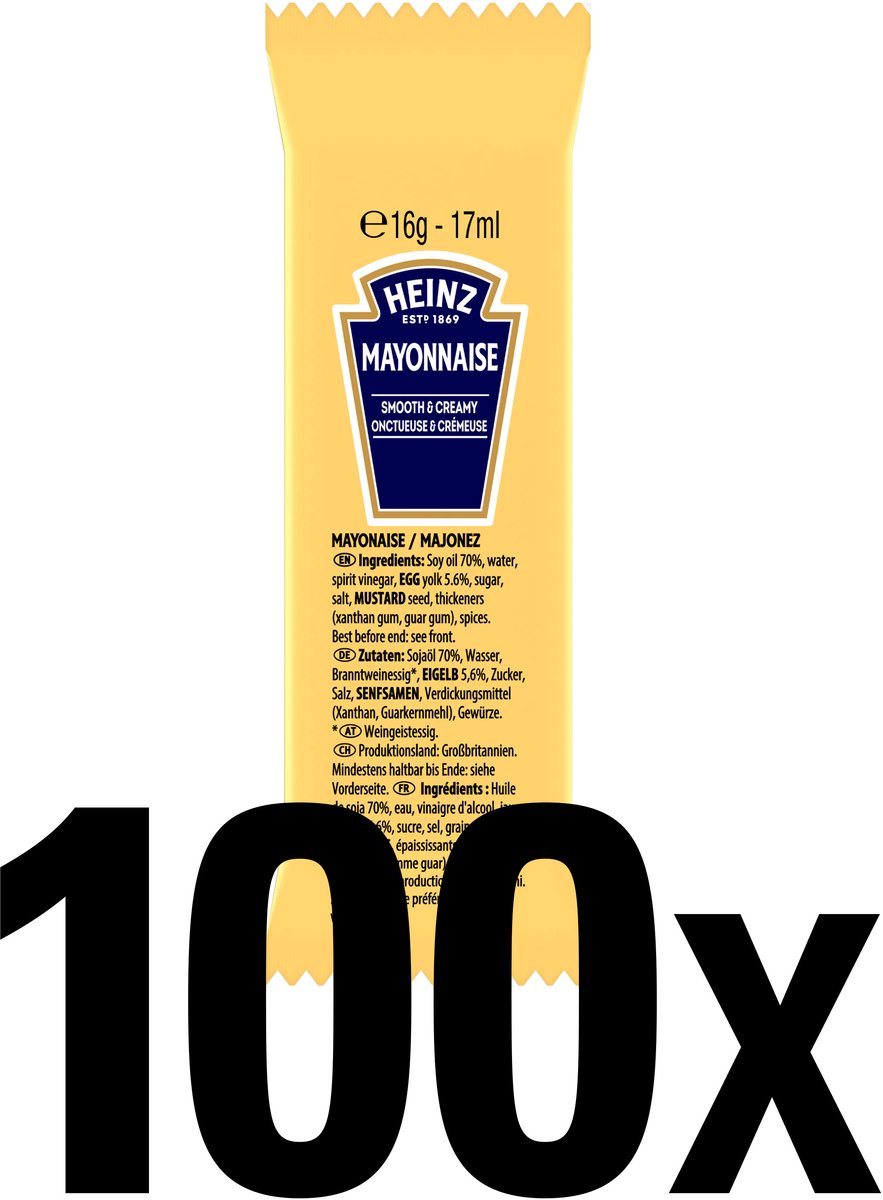 Heinz Mayonaise portie - Doos 100 stuks x 1,7 cl