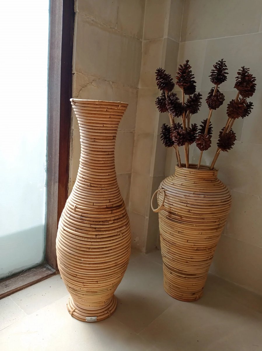 Inny Castor Serie - Rattan Vaas - Maat M - Handgemaakt - Natuurlijk Materiaal