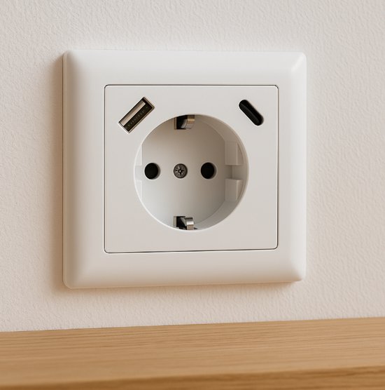 Wandcontactdoos Wit - Inbouw Stopcontact - WCD - Geaard - Geïntegreerd ...