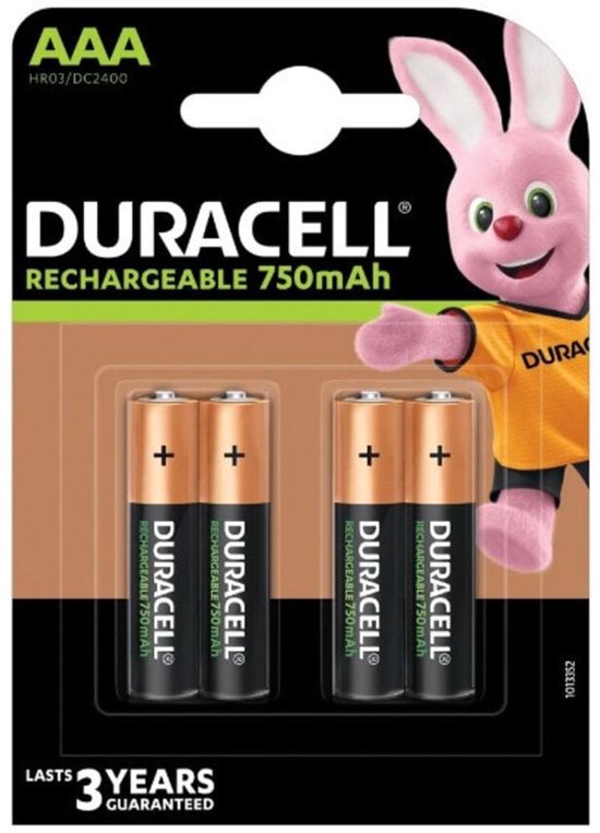 Duracell Oplaadbare AAA batterijen - 750 mAh NiMH - 4 stuks
