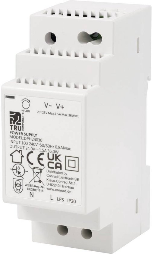 Alimentation sur rail DIN TRU COMPONENTS TC-10580812 24 V/ DC 1,5 A 36 W Nombre de sorties : 1 x Contenu 1 pièce(s)