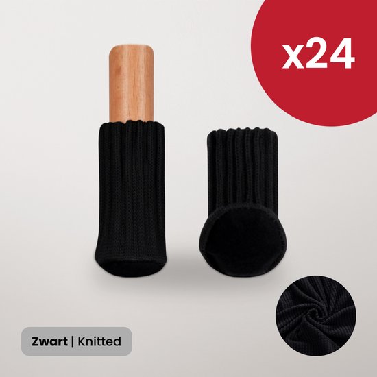 BankhoesDiscounter Stoelpoot Beschermers – Vloerbeschermers - Stoel Sokken – Stoelpoot Doppen – Vloerbeschermer - 20-60mm – Zwart – 24 Stuks
