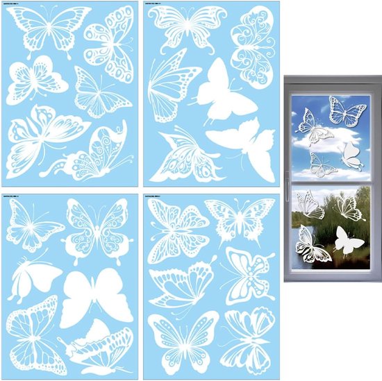 16 stuks vogelbescherming voor glazen ruiten, prisma, raamstickers, vogelbescherming, vlinder, zonnecatcher, sticker, raamsticker, vogelbescherming, sticker, raam, stop vogels