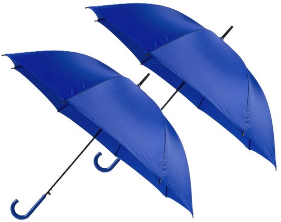 Parapluie automatique - 2x - bleu - diamètre 107 cm - longueur 82 cm - pluie - polyester/métal