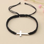 VANDAAG VERZONDEN - Armband - Cor&Sinho® - Kruis - Christelijk - Handmade - Zwart