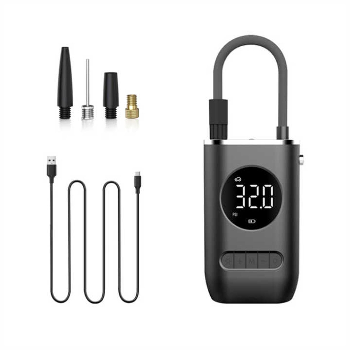 Draagbare luchtcompressor - Bandenpomp fiets tot auto - Max 10.3 bar - USB oplaadbaar - Autostop functie