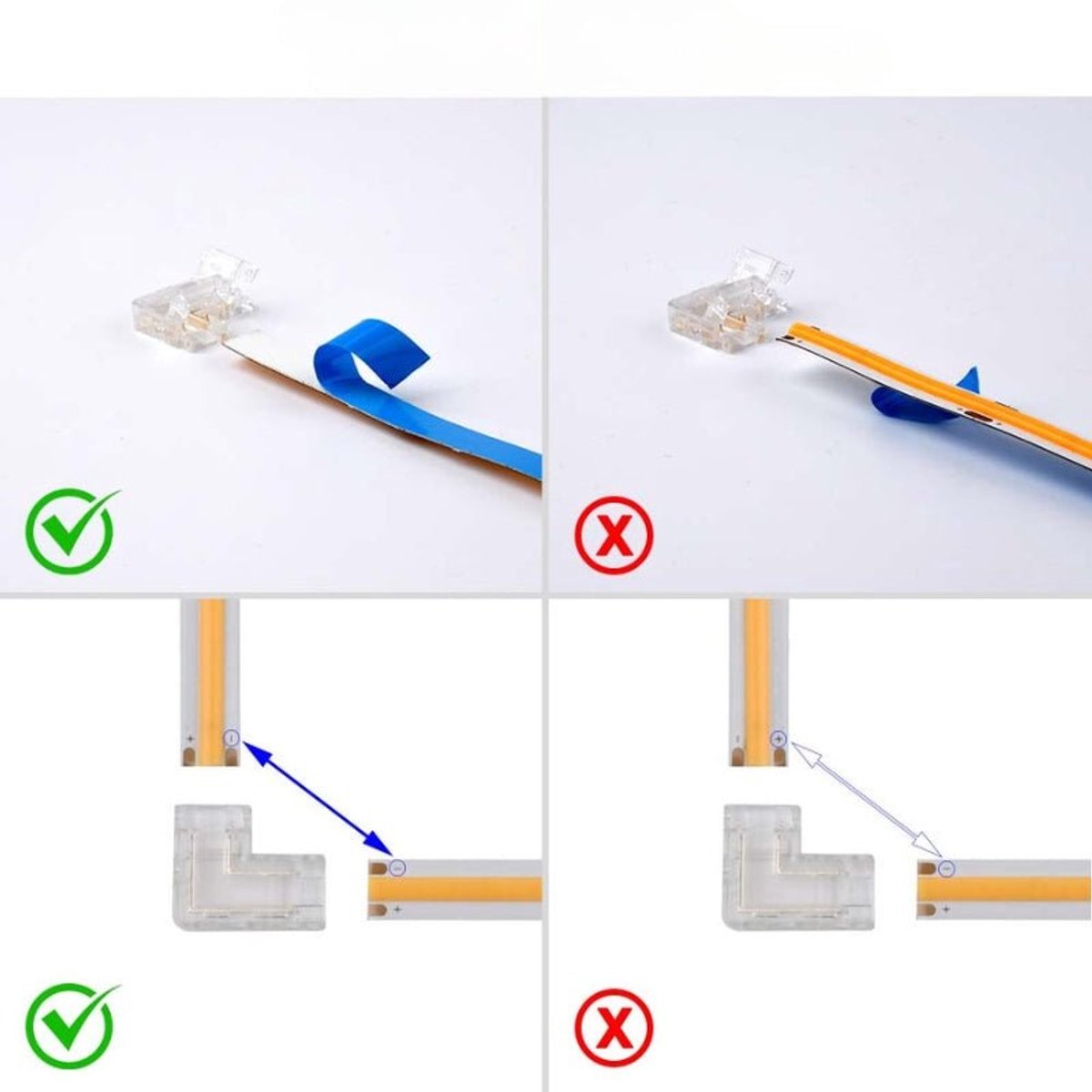 Hoekconnector voor COB LED-strip 48V 10mm - Kunststof - SILUMEN
